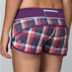 Lululemon berry yum plaid workout run speed shorts 4